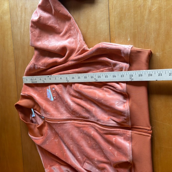 Nike L orange crop velour bomber full zip sweatshirt jacket - Picture 9 of 11